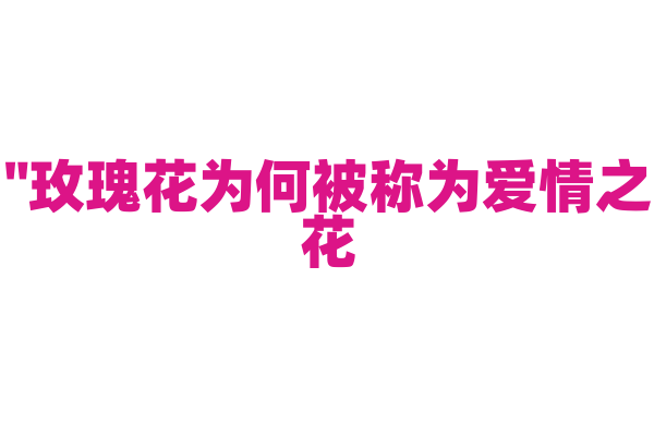 "玫瑰花为何被称为爱情之花？"